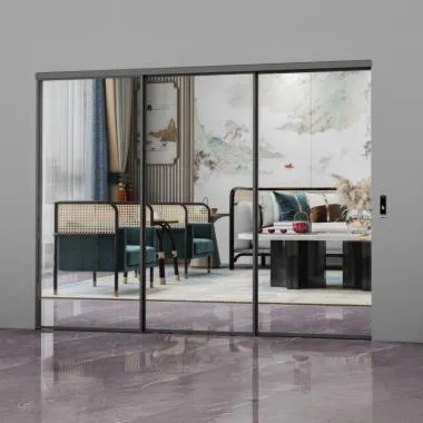 Slim Frame (4516) Telescopic Automatic Magnetic Sliding System (1+2) | Finish: Black Matt