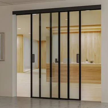 Movable (4516) Partition Walls with Both-Side Movement (0+3) | Finish: Black Matt