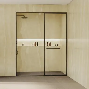 Aster Linear 180° Shower Enclosure | Finish: Gun Grey