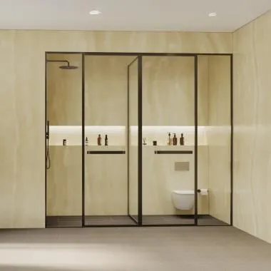 Aster Partition T-Type Shower Enclosure | Finish: Gun Grey