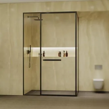 Aster Corner 90° Shower Enclosure | Finish: Gun Grey