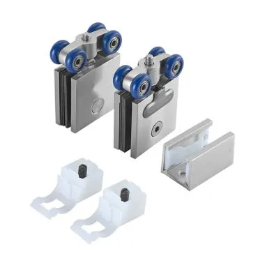 Sliding System Set W/O Track for Single Frameless Door of 60 kg | Finish: Satin Stainless Steel