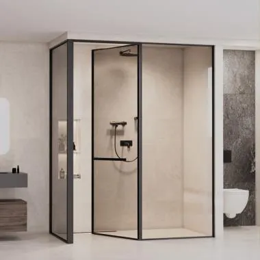 Ray Corner 90° Shower Enclosure | Finish: Black Matt